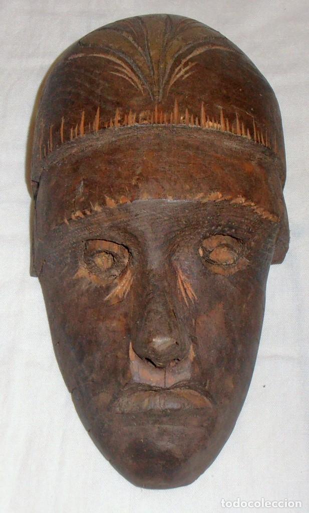 Antig&uuml;edades: CARA DE HOMBRE DE MADERA, CARETA DE MADERA - Foto 3