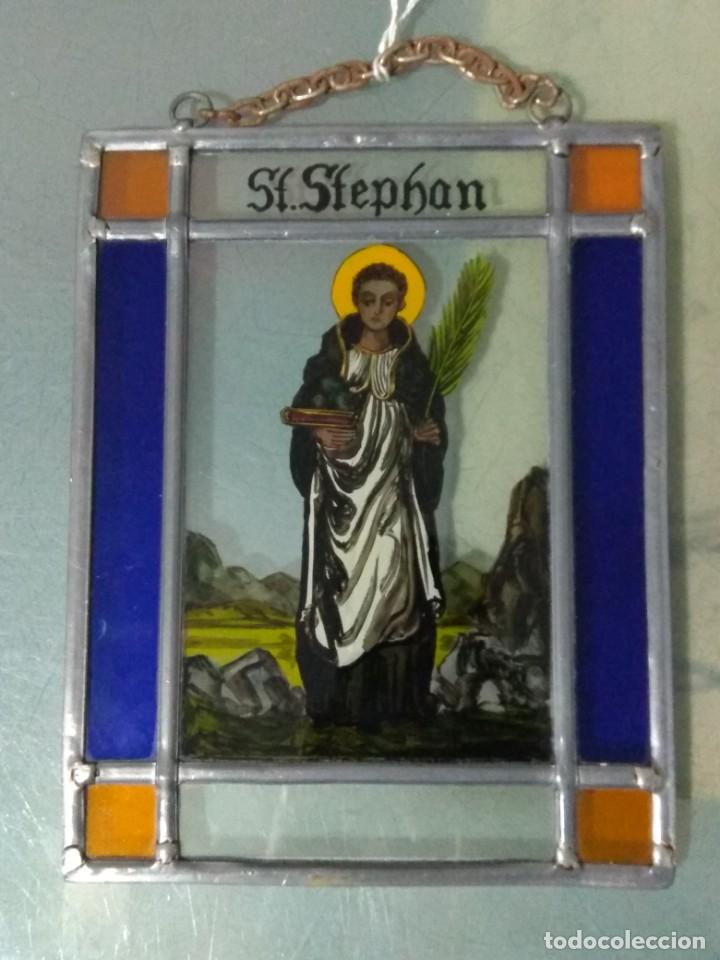 Antig&uuml;edades: CUADRO DE VIDRIO EMPLOMADO. Sto. STEPHAN - Foto 1