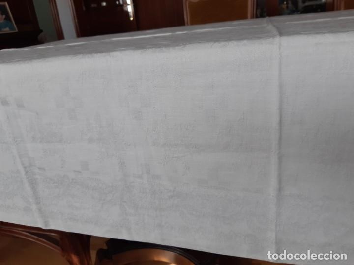 Antig&uuml;edades: ANTIGUO MANTEL DE ALGODON ADAMASCADO. - Foto 4