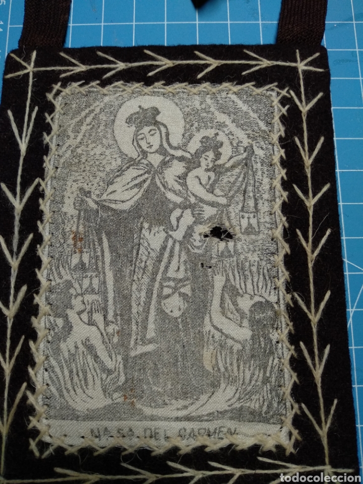 Antig&uuml;edades: Escapulario Nuestra Se&ntilde;ora del Carmen - Foto 4