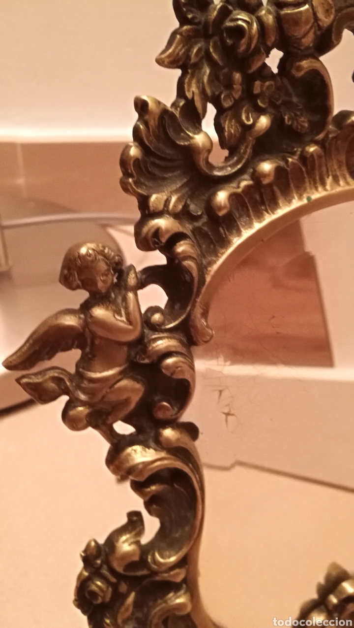 Antig&uuml;edades: ANTIGUA MARCO DE BRONCE CRISTAL BISELADO - Foto 2