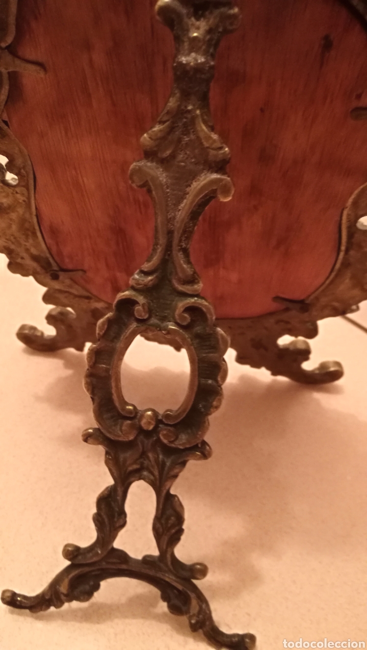Antig&uuml;edades: ANTIGUA MARCO DE BRONCE CRISTAL BISELADO - Foto 7