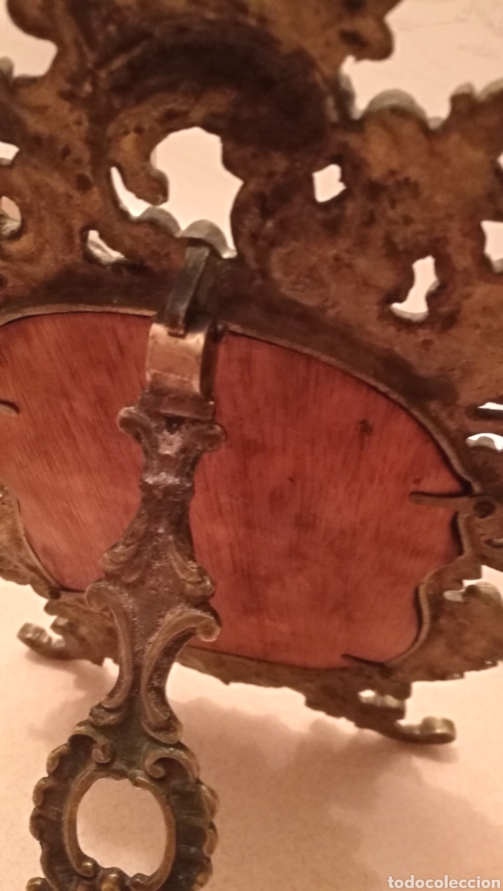 Antig&uuml;edades: ANTIGUA MARCO DE BRONCE CRISTAL BISELADO - Foto 8