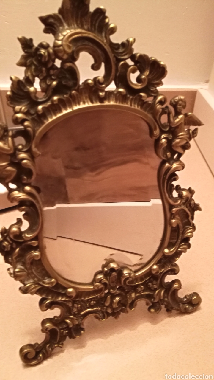 Antig&uuml;edades: ANTIGUA MARCO DE BRONCE CRISTAL BISELADO - Foto 1
