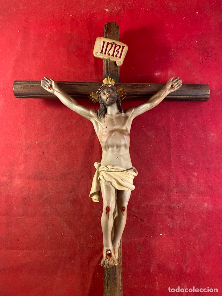 Antig&uuml;edades: Cristo crucificado con cruz de madera - Foto 2