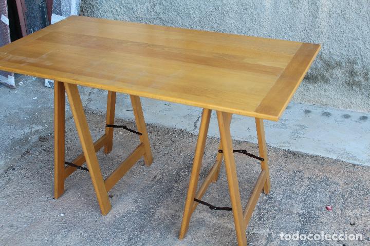 Antig&uuml;edades: Mesa de Arquitecto Sobre Caballetes - Foto 3