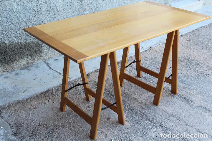Antig&uuml;edades: Mesa de Arquitecto Sobre Caballetes - Foto 4