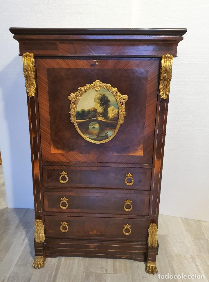 Antig&uuml;edades: COMODA SECRETER ESTILO FRANCES CON BRONCE Y OLEO - Foto 1