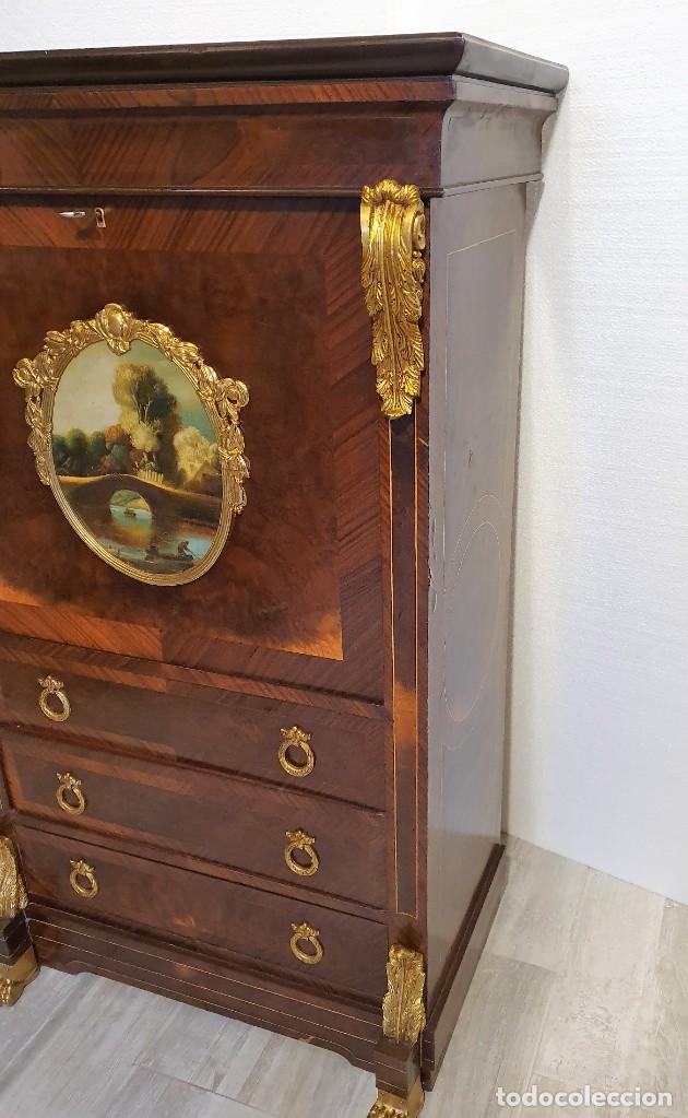 Antig&uuml;edades: COMODA SECRETER ESTILO FRANCES CON BRONCE Y OLEO - Foto 3