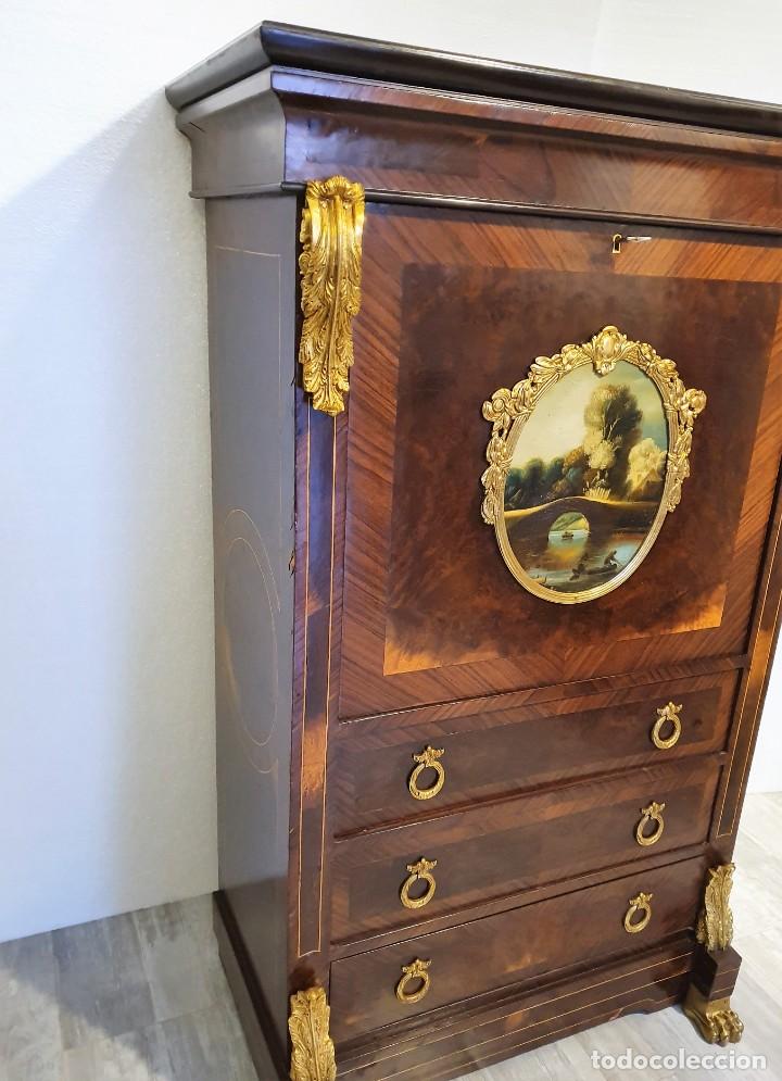 Antig&uuml;edades: COMODA SECRETER ESTILO FRANCES CON BRONCE Y OLEO - Foto 4