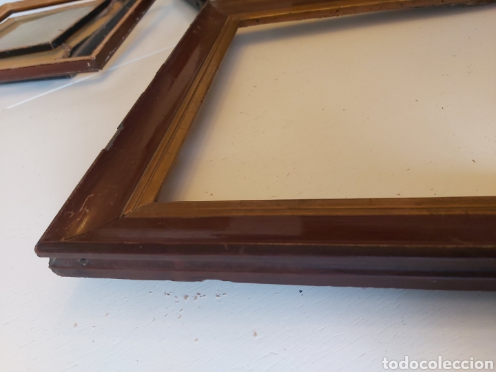 Antig&uuml;edades: Marco de madera antiguo con borde dorado. - Foto 4