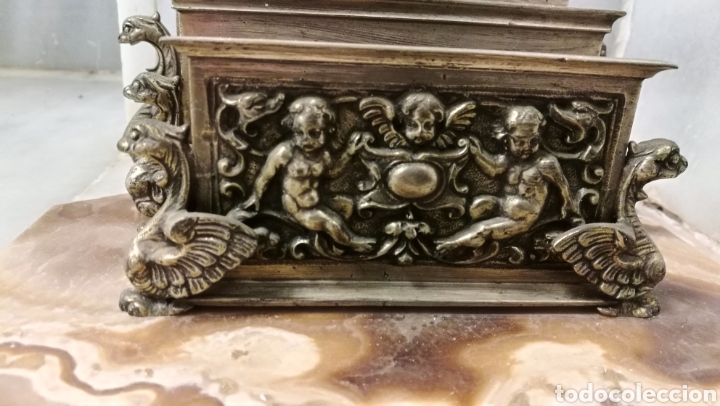 Antig&uuml;edades: ANTIGUA GUARDA CARTAS EN BRONCE Y MARMOL - Foto 3