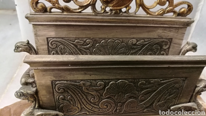Antig&uuml;edades: ANTIGUA GUARDA CARTAS EN BRONCE Y MARMOL - Foto 4