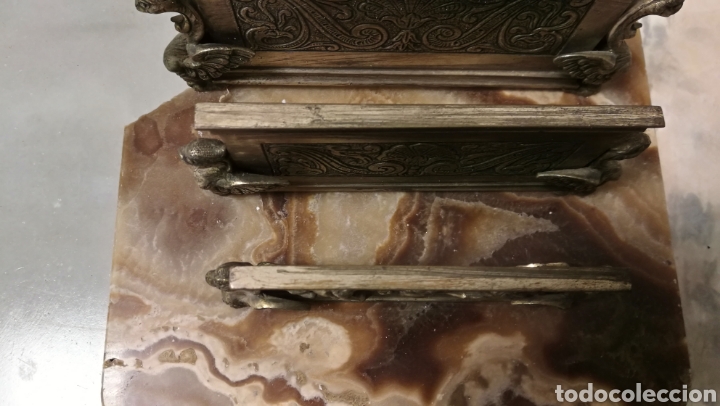 Antig&uuml;edades: ANTIGUA GUARDA CARTAS EN BRONCE Y MARMOL - Foto 6