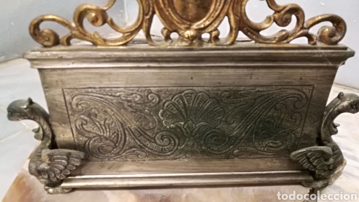 Antig&uuml;edades: ANTIGUA GUARDA CARTAS EN BRONCE Y MARMOL - Foto 7