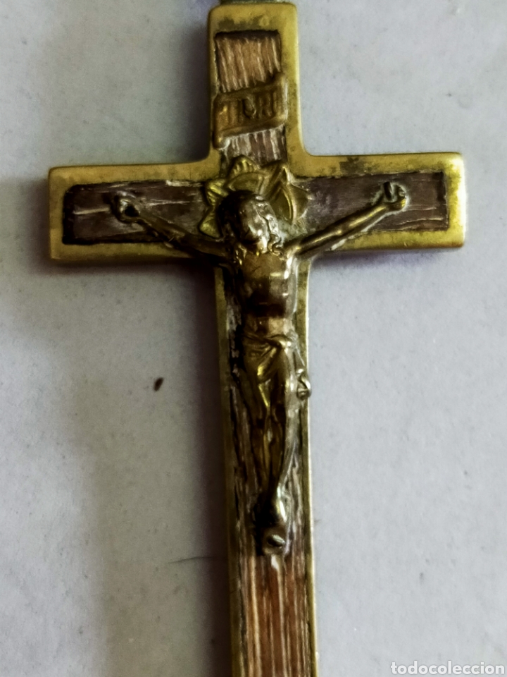 Antig&uuml;edades: CRUZ DE MADERA Y BRONCE. - Foto 2