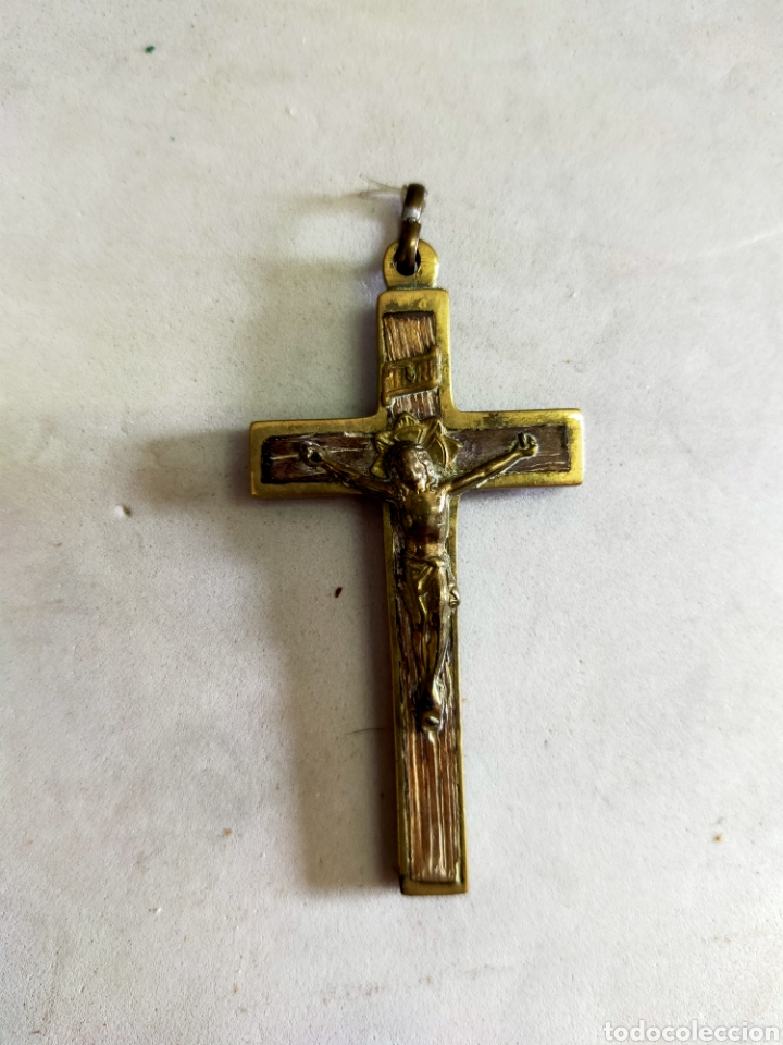 Antig&uuml;edades: CRUZ DE MADERA Y BRONCE. - Foto 1