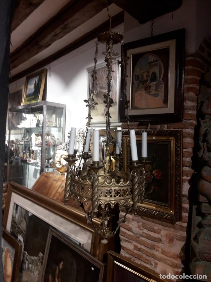 Antig&uuml;edades: Lampara neo gotica lat&oacute;n - Foto 1