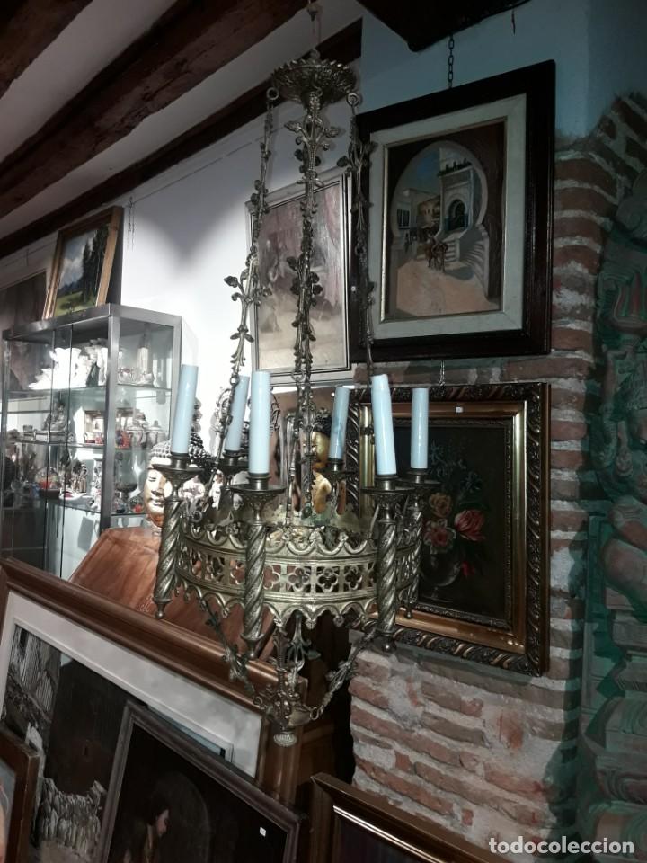 Antig&uuml;edades: Lampara neo gotica lat&oacute;n - Foto 2