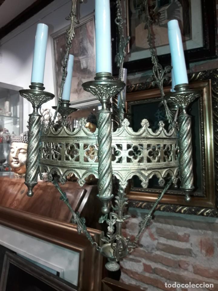Antig&uuml;edades: Lampara neo gotica lat&oacute;n - Foto 3