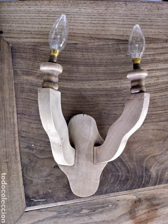 Antig&uuml;edades: Apliques de pared rusticos de madera - Foto 2