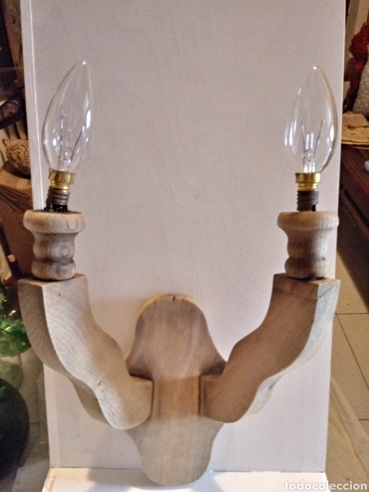 Antig&uuml;edades: Apliques de pared rusticos de madera - Foto 3