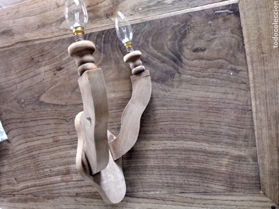 Antig&uuml;edades: Apliques de pared rusticos de madera - Foto 5