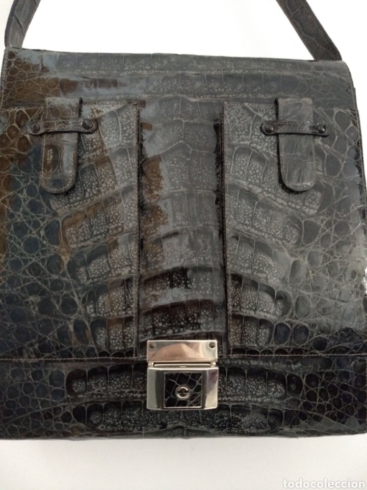 Antig&uuml;edades: Bolso de cocodrilo gris - Foto 1
