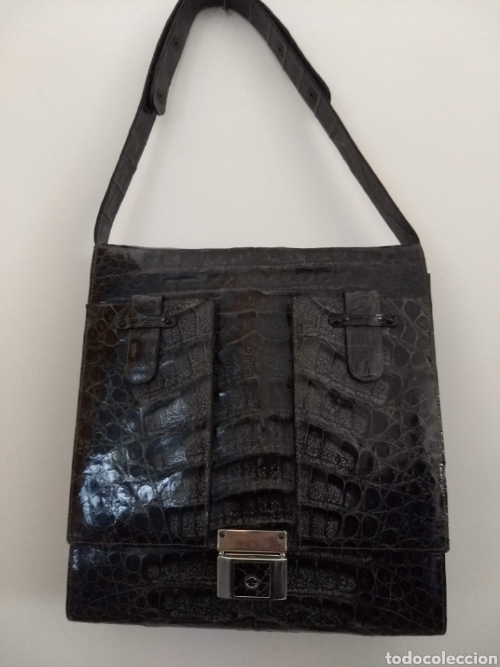 Antig&uuml;edades: Bolso de cocodrilo gris - Foto 8
