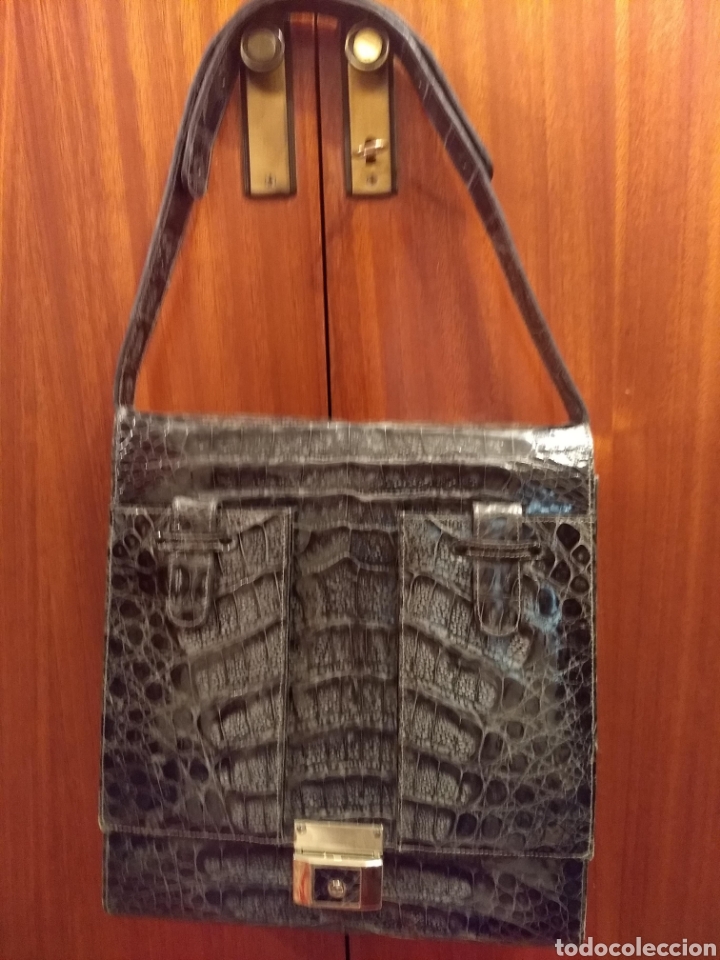 Antig&uuml;edades: Bolso de cocodrilo gris - Foto 9