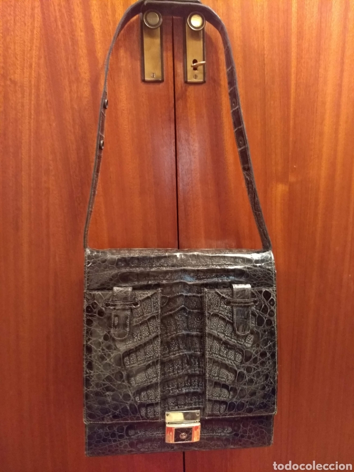 Antig&uuml;edades: Bolso de cocodrilo gris - Foto 2