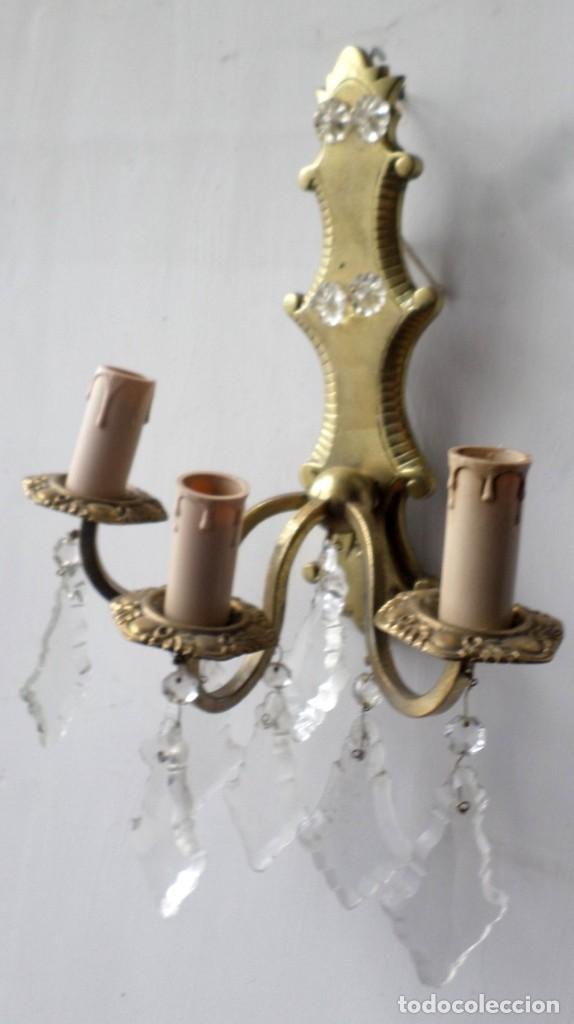 Antig&uuml;edades: Aplique de pared bronce &ndash; lat&oacute;n de 3 luces - Foto 3