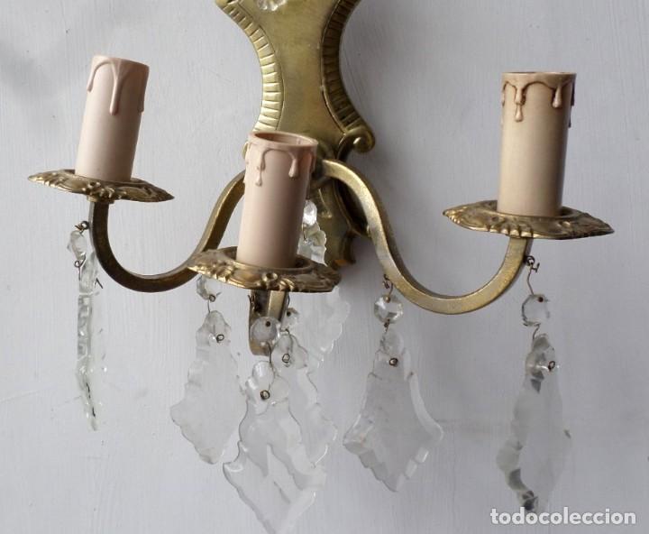 Antig&uuml;edades: Aplique de pared bronce &ndash; lat&oacute;n de 3 luces - Foto 4