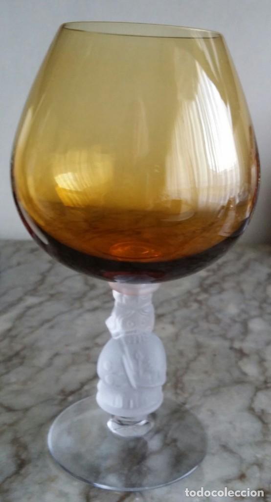Antiquit&auml;ten: NAVIDAD COPA DE CRISTAL SOPLADO CON FIGURA DE MU&Ntilde;ECO DE NIEVE ESMERILADO