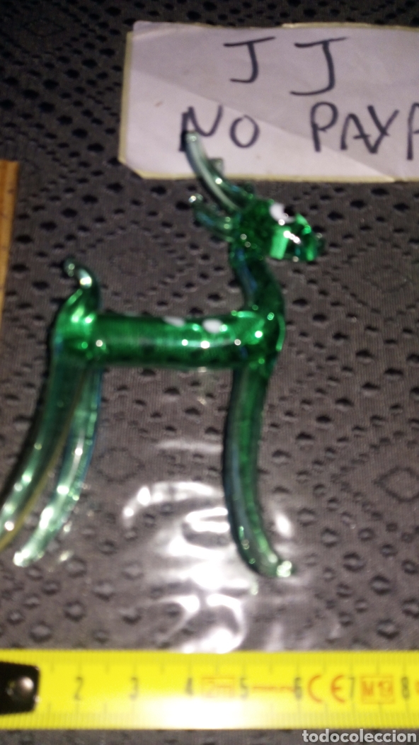 Antigüedades: Pareja reno renito ciervo cervatillo bambi cristal de murano creo navidad verdes pintas blancas - Foto 2 - 229563615