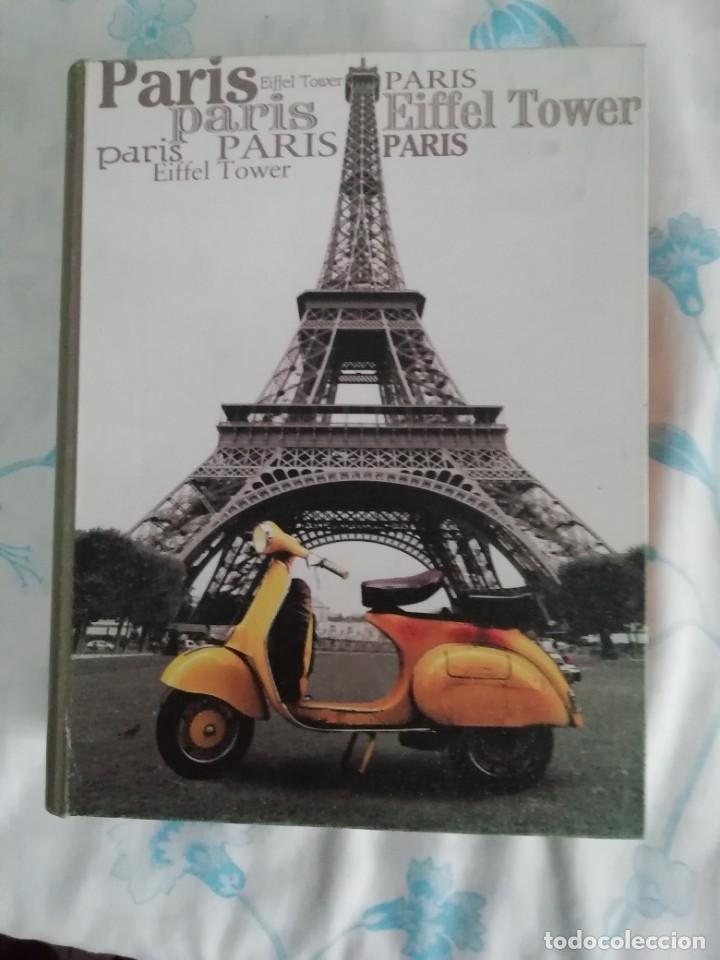 Antig&uuml;edades: Caja imitando libro Paris con vespa madera forrada