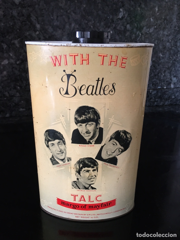 Antig&uuml;edades: The Beatles lata antigua de polvos talcos