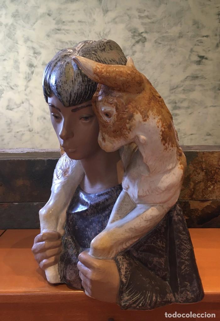 Lladro  Mozo del Cabritillo (Gres) Boy with Goat, sculpture by Juan  Huerta