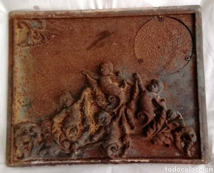 Antig&uuml;edades: Antigua Placa Chimenea con Querubines. - Foto 1