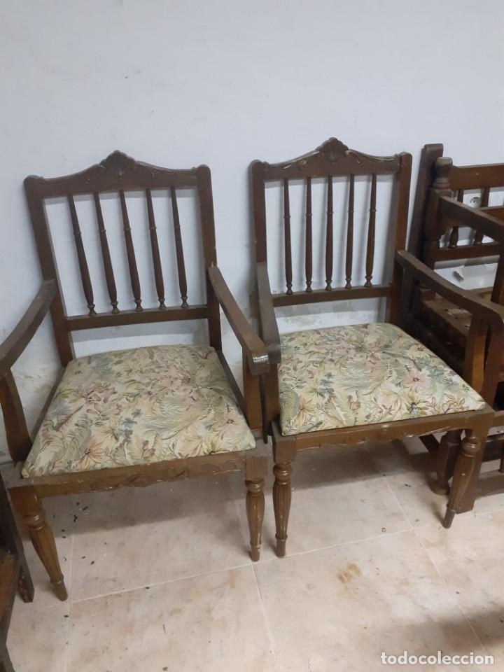 Antig&uuml;edades: 2 sillones antiguo madera y cuero - Foto 1