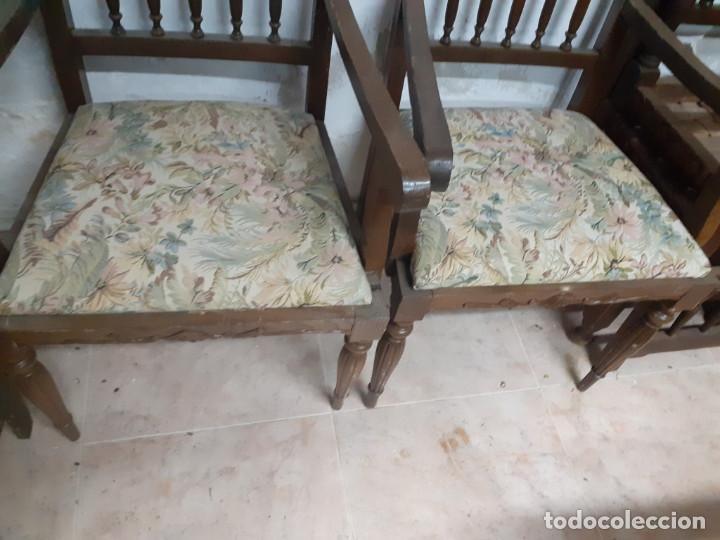 Antig&uuml;edades: 2 sillones antiguo madera y cuero - Foto 2