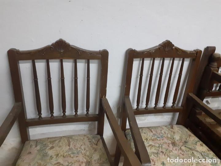 Antig&uuml;edades: 2 sillones antiguo madera y cuero - Foto 3