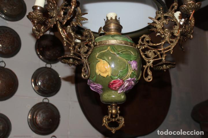 Antig&uuml;edades: lampara quinque sube y baja de bronce - Foto 8