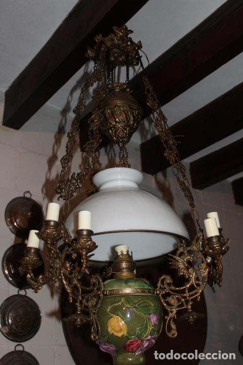 Antig&uuml;edades: lampara quinque sube y baja de bronce - Foto 9