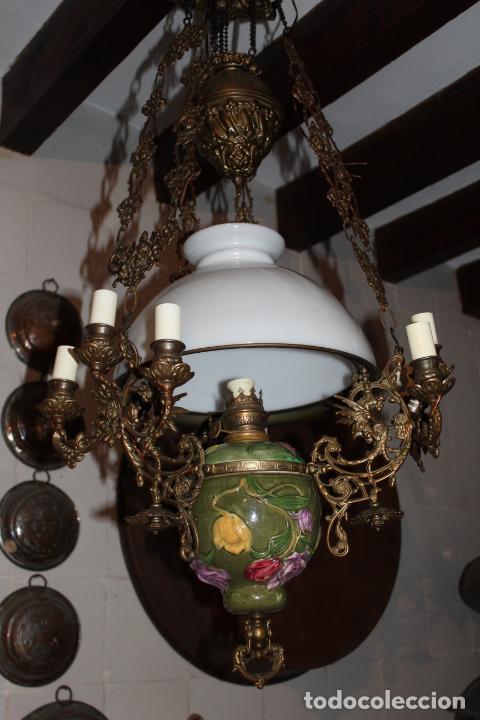 Antig&uuml;edades: lampara quinque sube y baja de bronce - Foto 10
