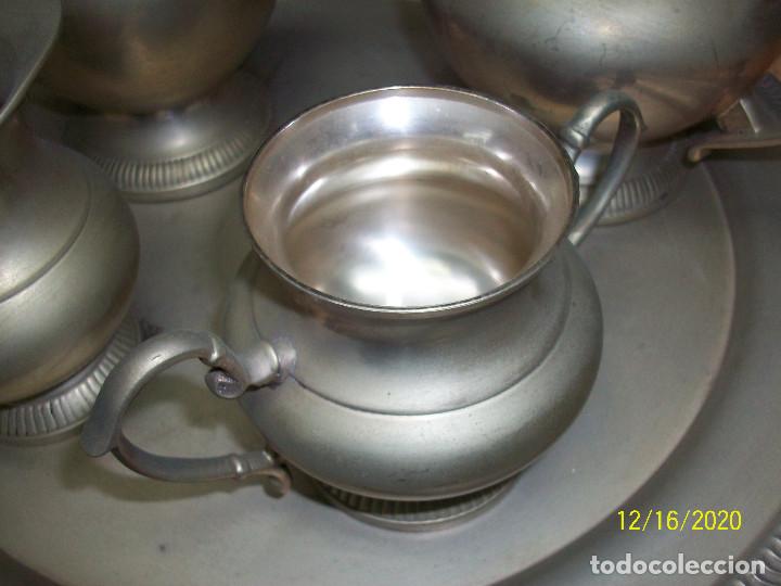 Antig&uuml;edades: BANDEJA CON CAFETERA, TETERA, AZUCARERA, LECHERA - SILVER PLATE - Foto 3