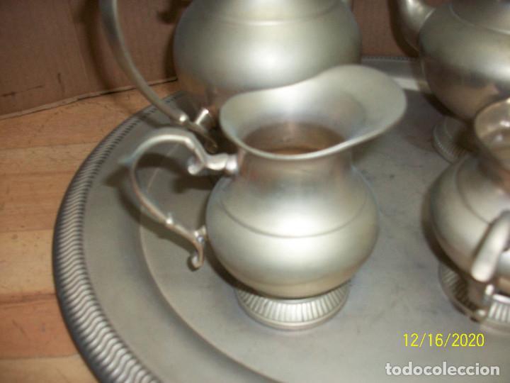 Antig&uuml;edades: BANDEJA CON CAFETERA, TETERA, AZUCARERA, LECHERA - SILVER PLATE - Foto 4