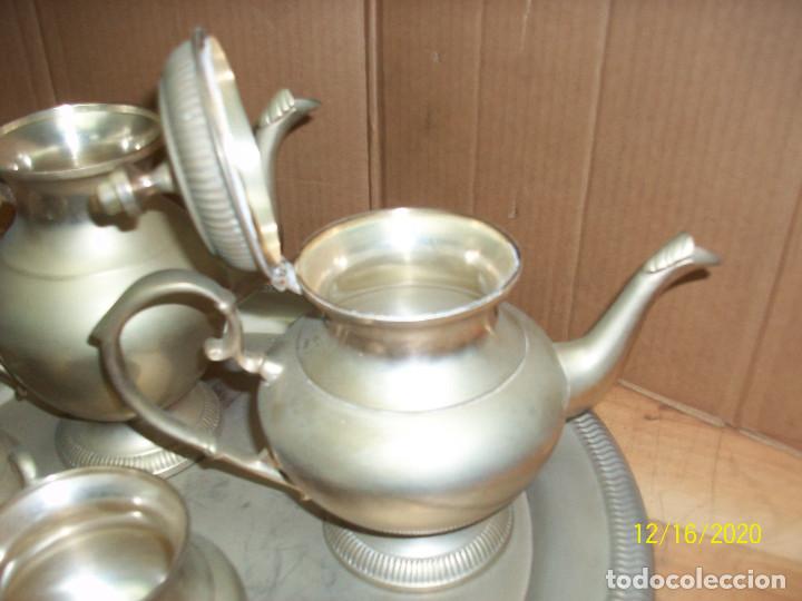 Antig&uuml;edades: BANDEJA CON CAFETERA, TETERA, AZUCARERA, LECHERA - SILVER PLATE - Foto 5