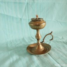 Antigüedades: ANTIGUA LAMPARA DE ACEITE DE BRONCE. ANTIQUE BRONZE OIL LAMP.. Lote 230384580