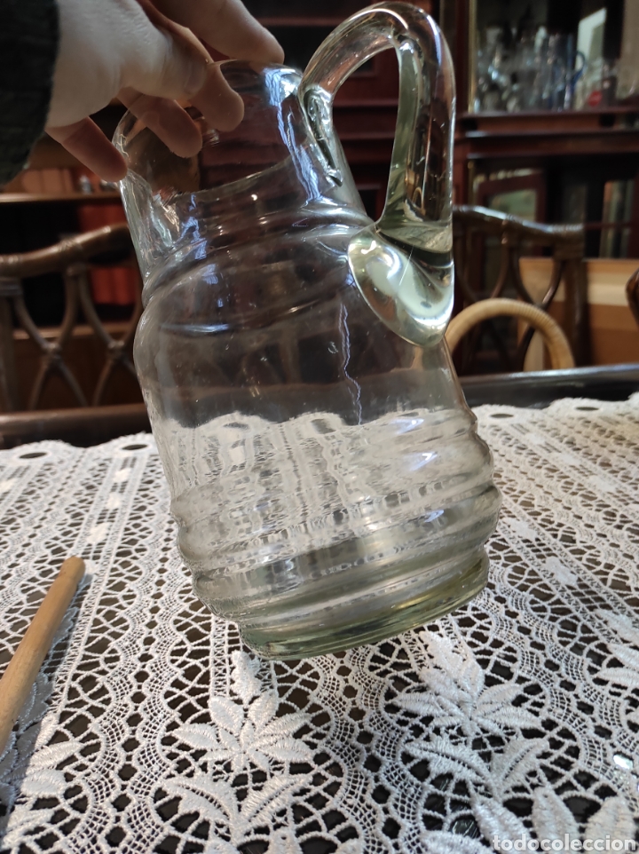 Antig&uuml;edades: Antigua jarra de cristal de 22cm - Foto 5